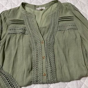 Sage green long sleeve top